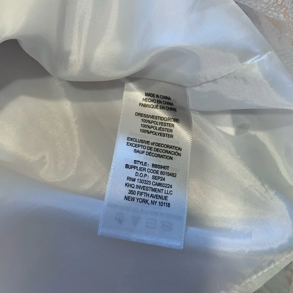 Blueberi Boulevard elegant white dress with soft pastel butterfly print size 5